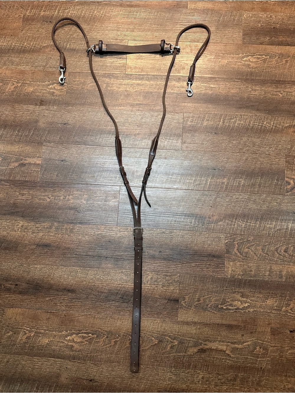 Horse Tack - Leather & Cord Adjustable Pully Style Training Martingale